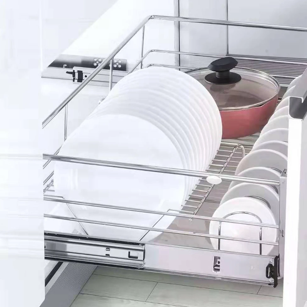 new 2020 kitchen cabinet basket with Multiple-function four side kitchen cabinet organizer storage pull out wire mesh basket