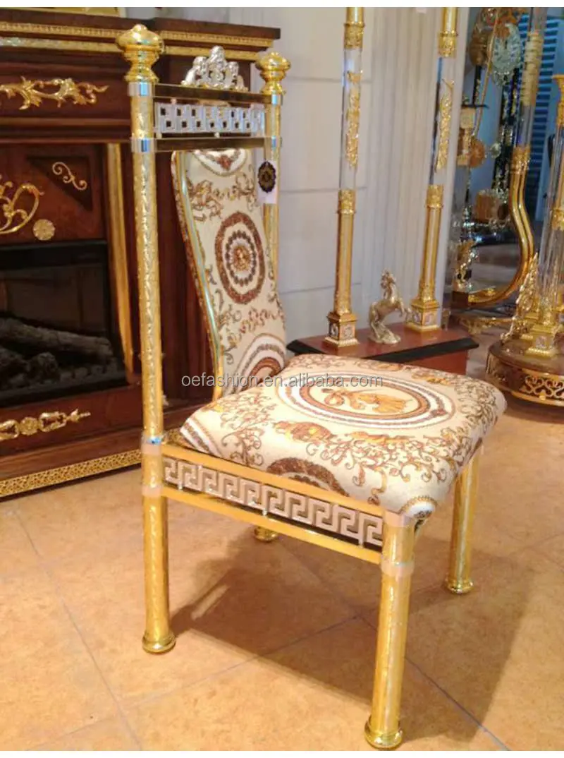 OE-FASHION Vintage Baroque style copper and alloy metal plated 18K real gold French matching dining chair