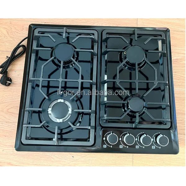 Popular Black Steel 4 Burner Built in Gas hob Natural Gas Cooker