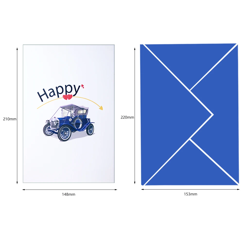 3d greeting pop up card wedding invitation wedding classic car model design customize