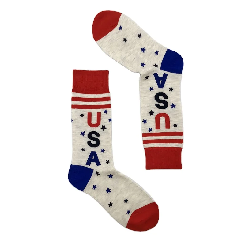 wholesale national patriotic happy USA dress business men women ankle American flag socks