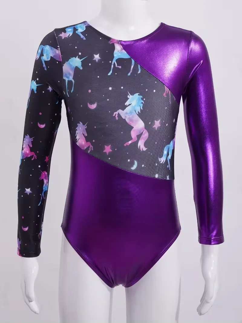 shiny black gymnastic leotards leotard long sleeve dance short ballet with skirt mesh for women baby skating full body