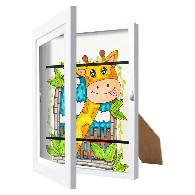 Sunnuo Hot Sell children art projects kids art artwork picture display frame front opening a4 changeable storage  with stand