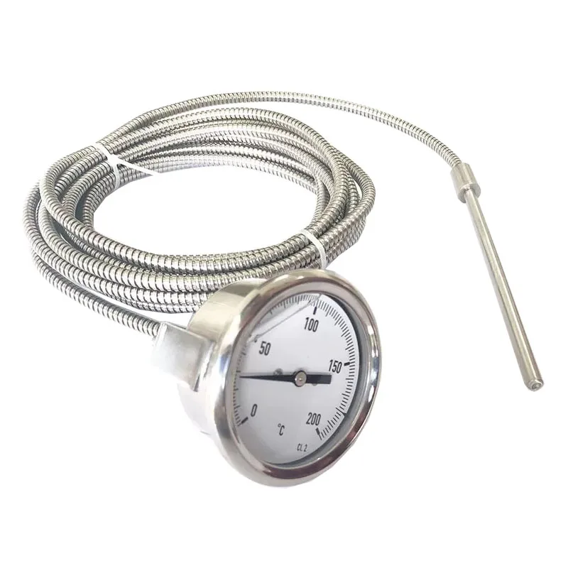 60mm 75mm Oil Filled Remote Reading U Clamp  Capillary Thermometer
