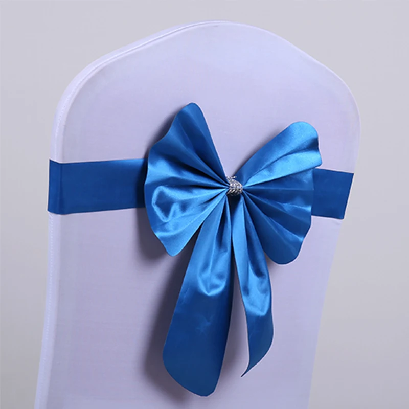 Whosale Sapphire Blue Chair Cover Decoration Chair Sashes Bow Wedding Party