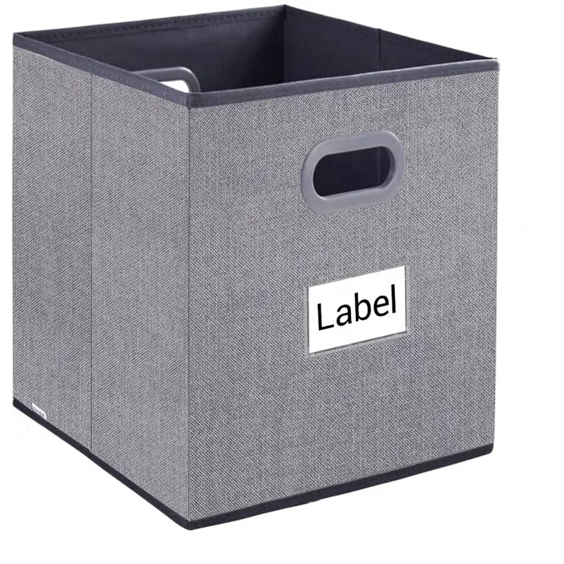 Linen Printing Fabric Storage Box Collapsible Toy Cube Bin Storage Organizer and Label Window for clothes