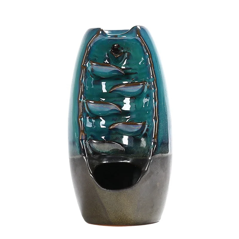 Factory Price New Design Ceramic Waterfall Backflow Censer Incense Cone Burner