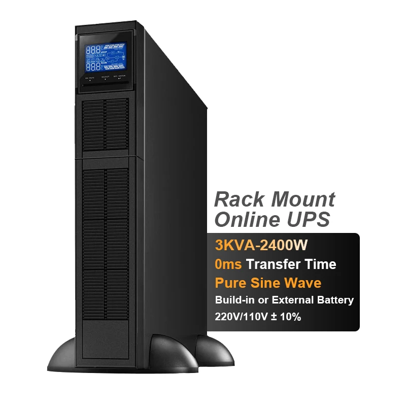 CWUPS 3kVA 220v Rack Mount Uninterrupted Backup power supply Online Networking ups battery for computer pc server