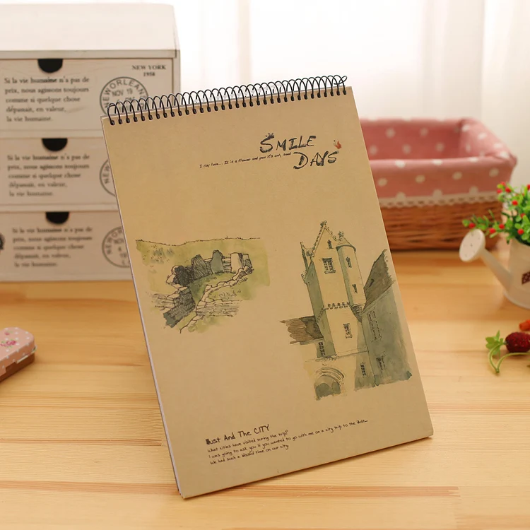 
2021 hot sale A4A5A6 Eco-friendly material kraft paper recycle paper hardcover custom wholesale sketchbook spiral notebook 