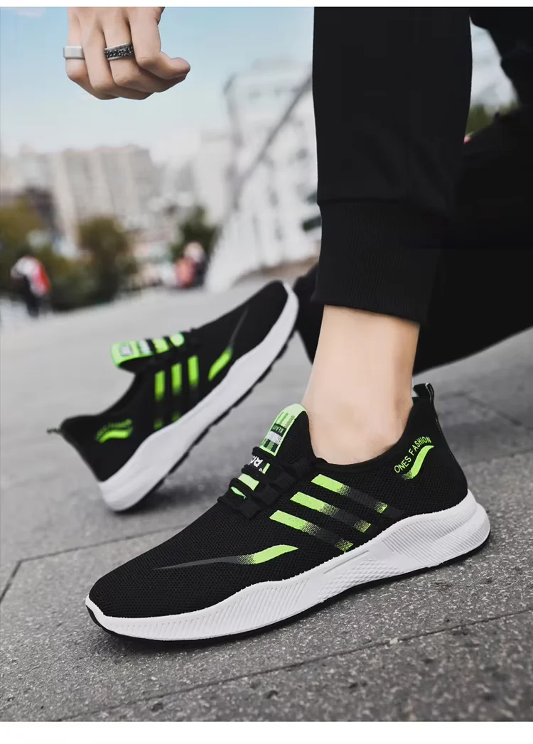 KUNTAI soft trainers for boys fashion trend shoes light weight flat shoes men anti-slip soles cheap stock sneakers wholesale