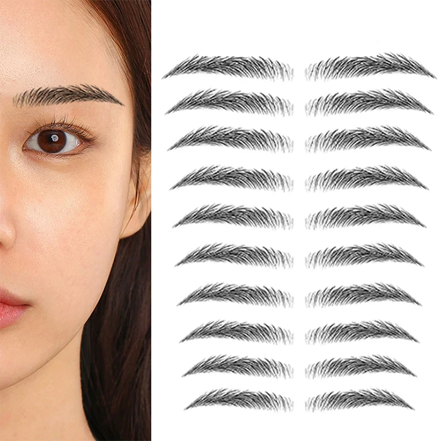 4D Waterproof Eyebrow Tattoos Stickers Transfers Stickers Grooming Shaping Eyebrow Sticker in Arch Style for Women Plastic Bag