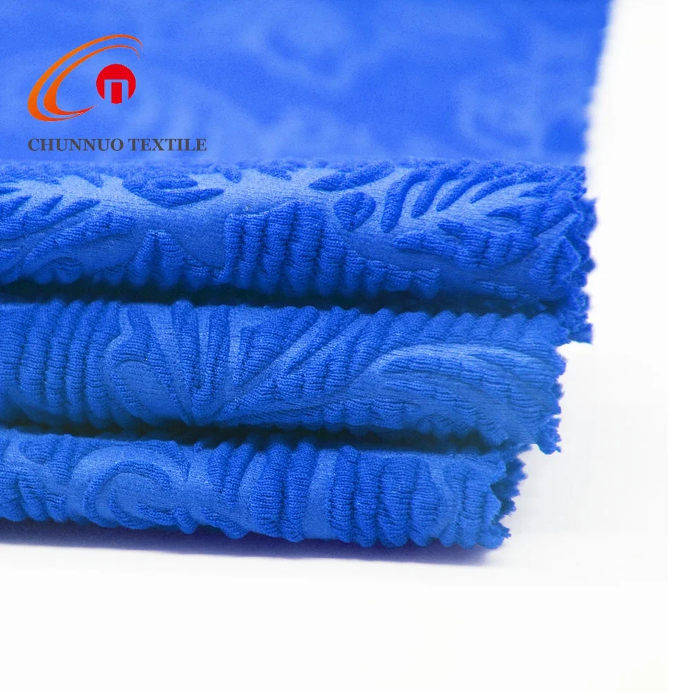 Chunnuo Textile 95%P5%SP DTY Stretch Jacquard Liverpool Fabric With 3D Emboss For Dress