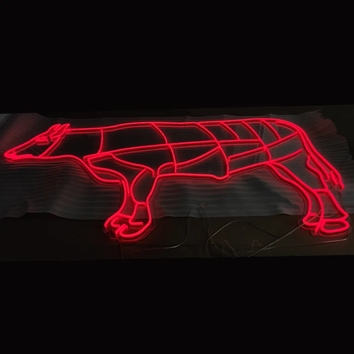 Hot Sale Low Cost Handmade Custom Led Flexi Brightness Front Lit Wall Mounted Red Bull store neon sign letters