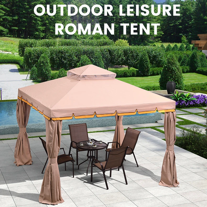 Hot sale 12x10 Garden Metal Roman Soft Top Gazebo with Mosquito Netting