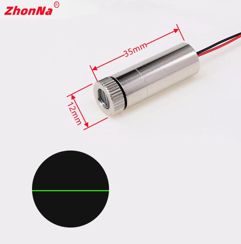 Green Light Single Point Horizontal Cross 520nm 10mW Laser Module Head Glass Lens Focusing Industrial Grade DC 3V-5V