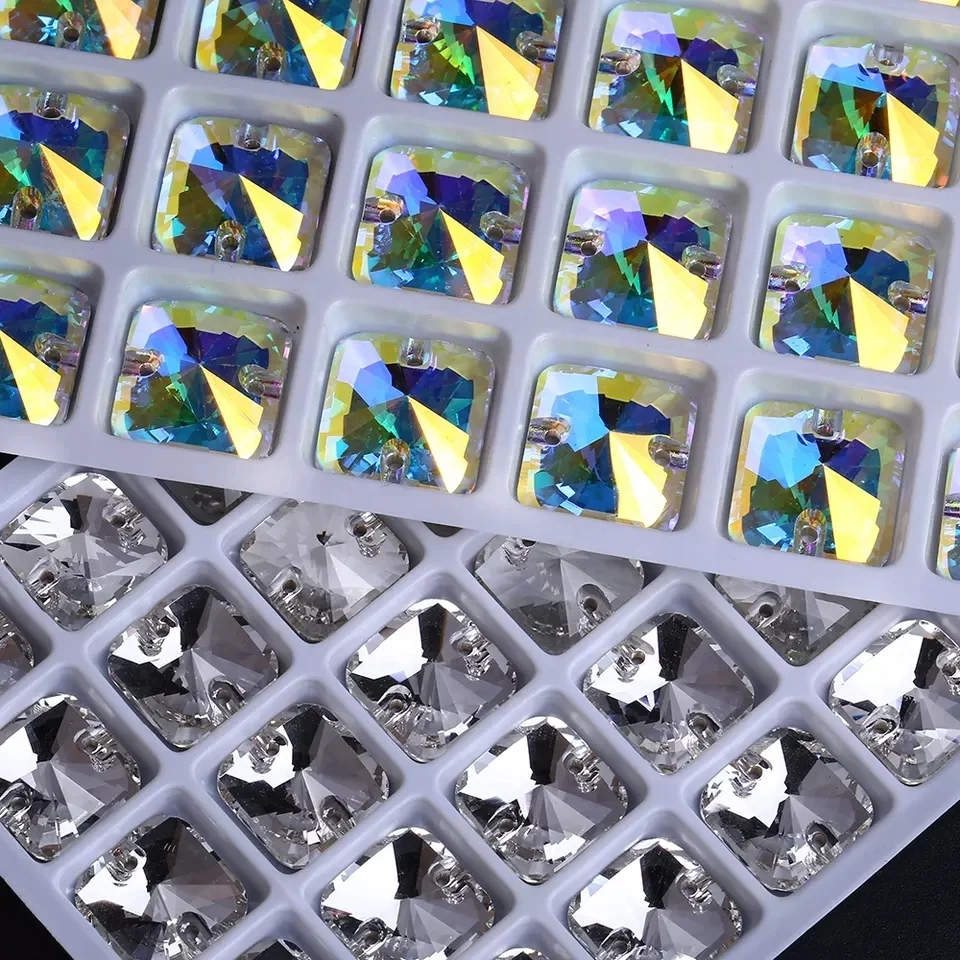 Rivoli Square Shape Crystal Sew On Stones Mixed Size Stones To Sewing On  Flatback Strass Rhinestone For Clothes
