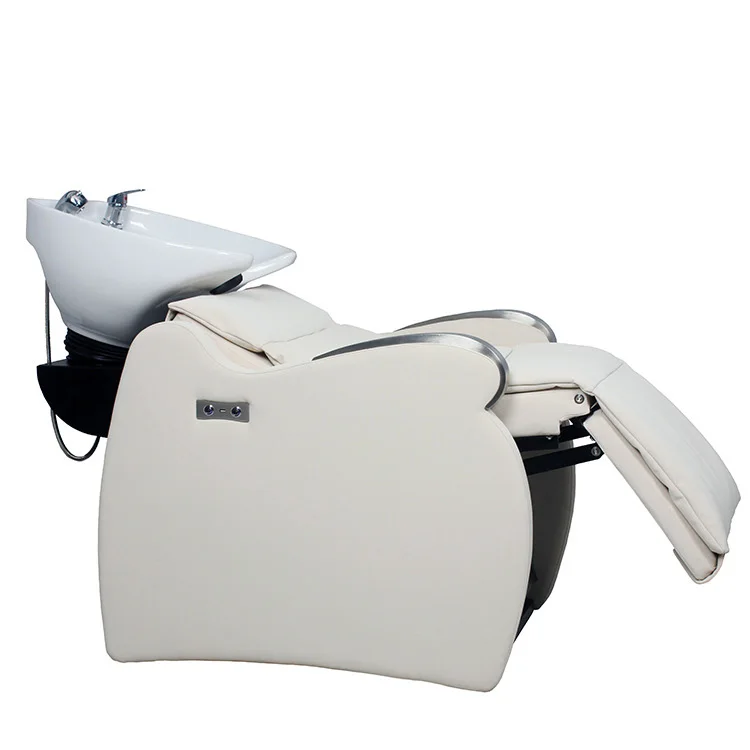 White And Gold Shampoo Bowl And Chair Hair Salon Furniture Luxury Gold Series Hair Washing Equipment Sponge Shampoo Chair