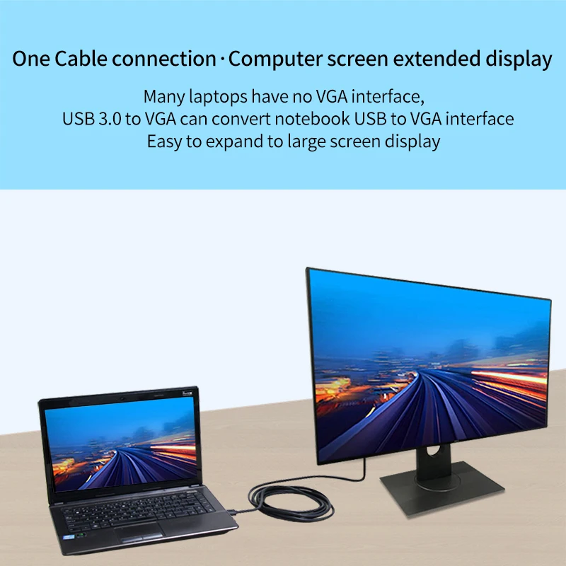  Drop Shipping 5 Meter USB 3.0 to VGA Cable Male for Multi WIndow Operation Systems