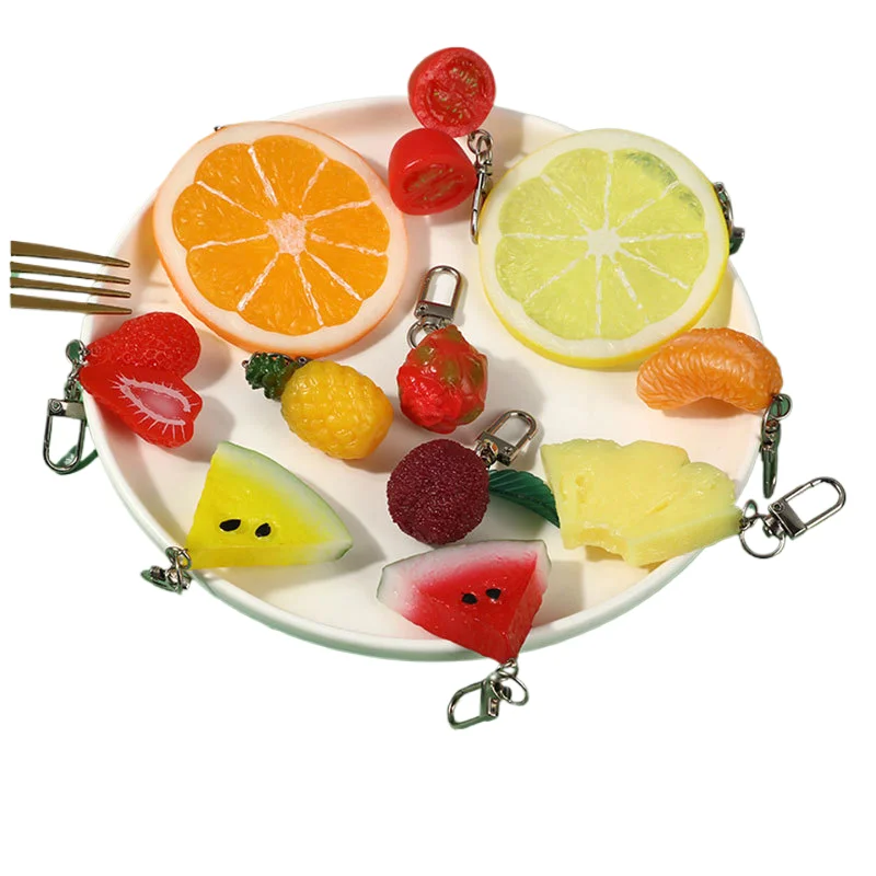 Lidao автомобиль ПВХ имитация фруктов брелок набор еды игры оптовая продажа школьная сумка кулон