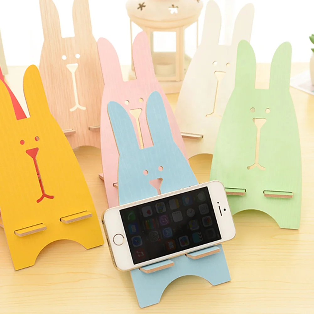 Smart Lovely rabbit plywood pad Mobile phone stents