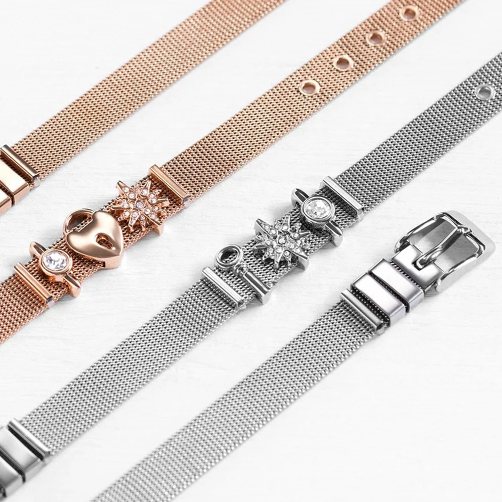 Free Customized 8mm DIY stainless steel mesh band bracelets