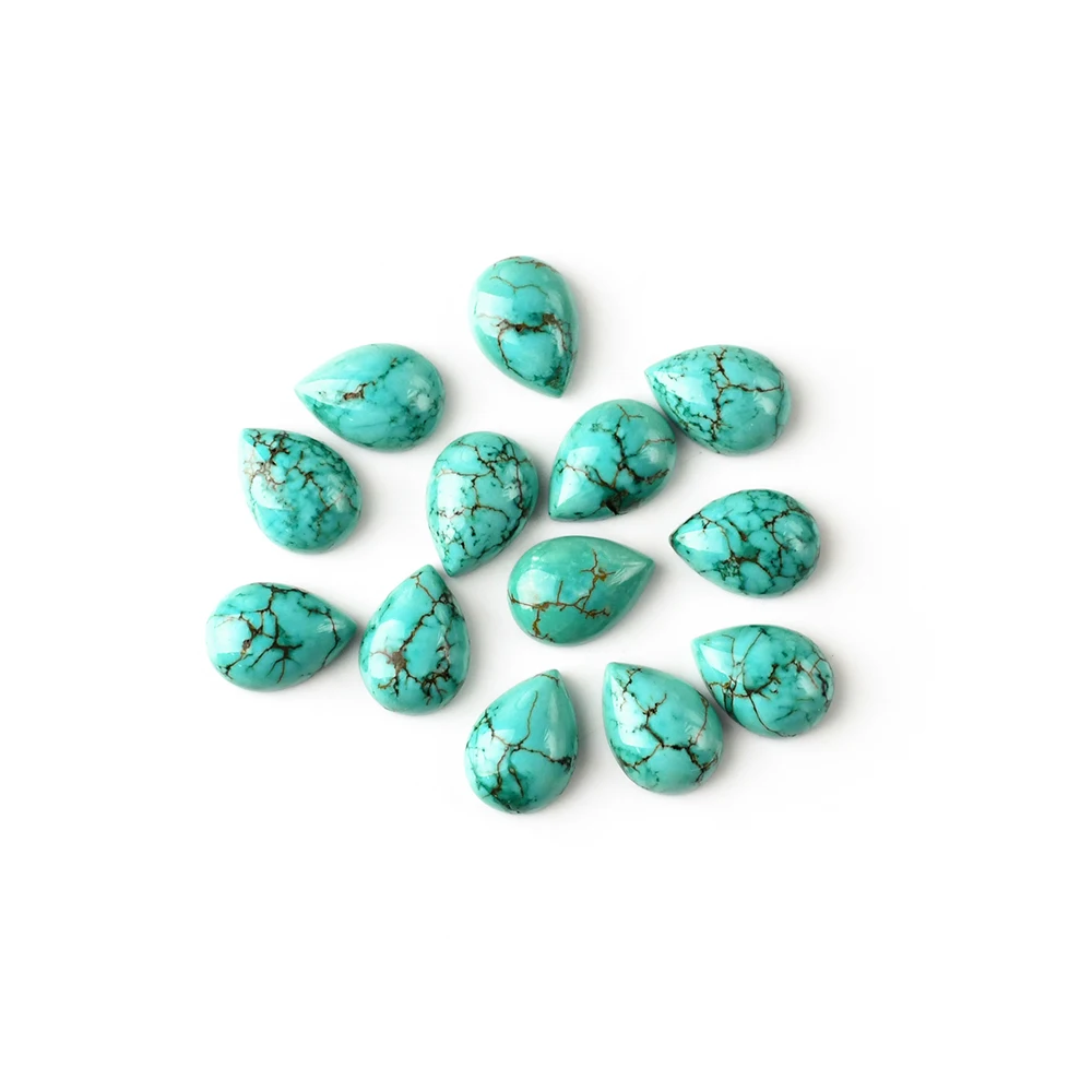 Natural Green Turquoise Cut Size Shape Wholesale High Quality Pear Cutting Shaped Cabochon Loose Gemstone Turquoise