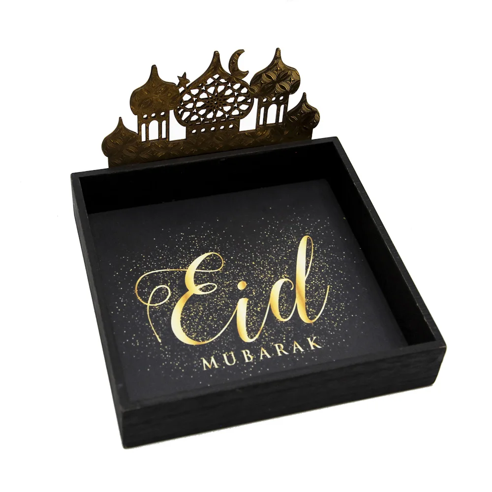 Superwin 2022 Eid Mubarak Tray Ramadan Muslim Wood Home Food Serving Decoration Tray