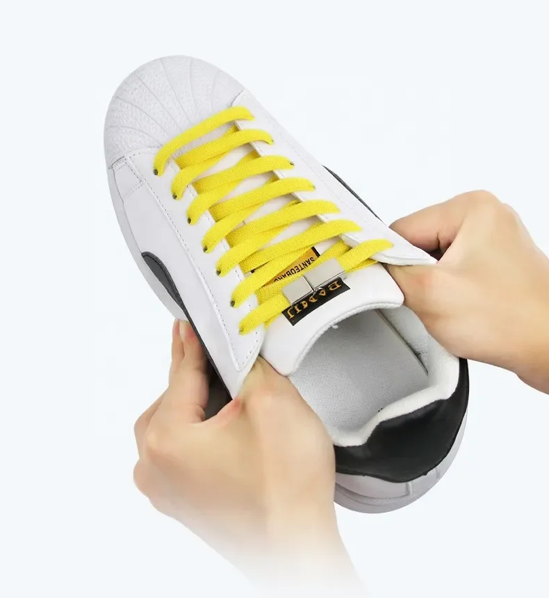 In Stock Rainbow No Tie Magnetic Lock Shoelaces Magnetic Buckle Lazy Shoe Laces Elastic Sneakers Shoelace