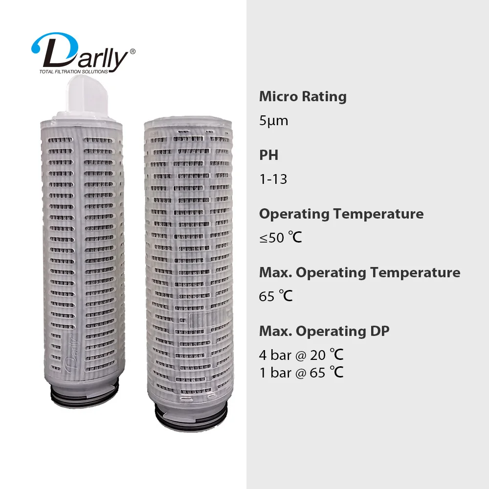10 Inch 5 Micron Carbon Cellulose Pleated Filter Elements Strong Chemical Resistant for Filtration