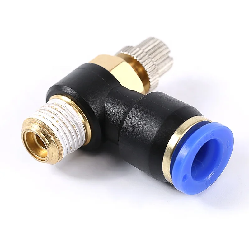 SNS JSC Series 90 Degree Elbow Air Flow Speed Control Fitting Pneumatic Throttle Valve