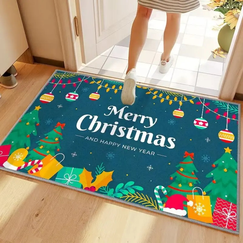 Family carpet faux cashmere Christmas element carpet doorway carpet small floor mat  hot sell mat residential rug