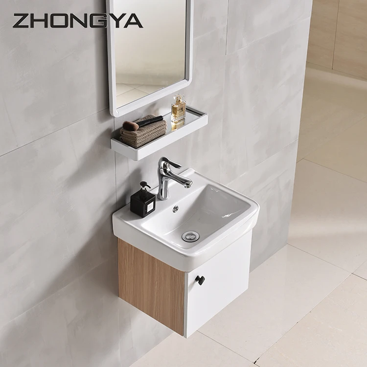 Guangdong single ceramic wash basin mirror vanity cabinet for bathroom