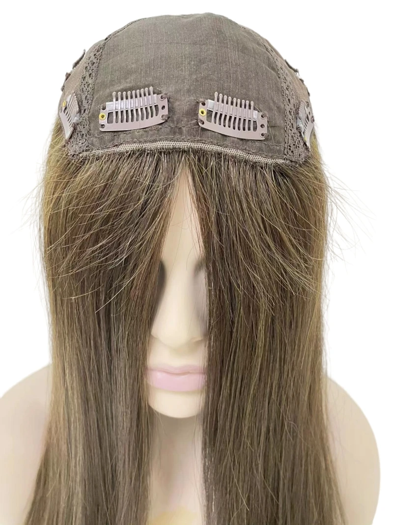 Chinese Virgin Human Hair Silky Straight Ombre Piano Color T#4/8 P T#4/27 4x4 Silk Top Jewish Topper for White Women