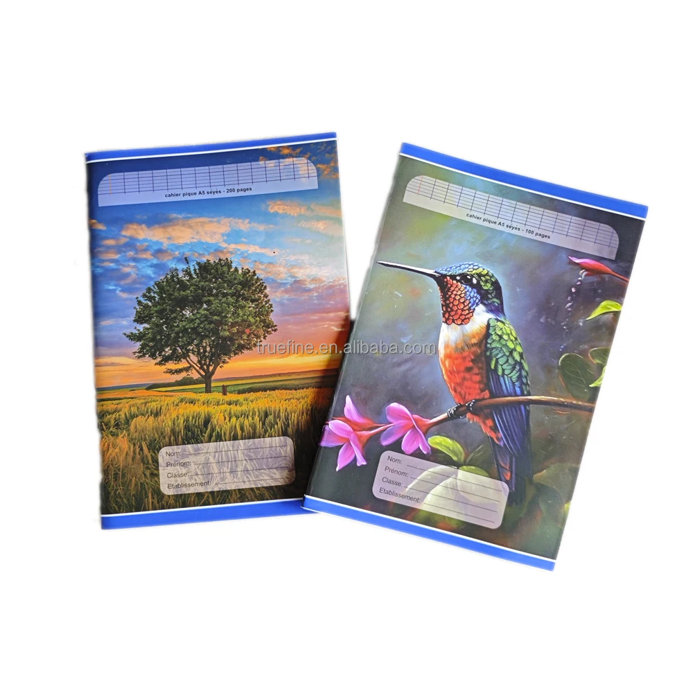 Customized notebooks Africa School student exercise book A5 cahier 100/200/300 pages grand format with French Line Rule