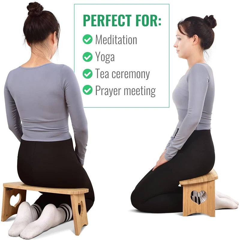 WDF Trending yoga meditation bench stool chair meditation folding chair bamboo meditation chair for relax mind and body