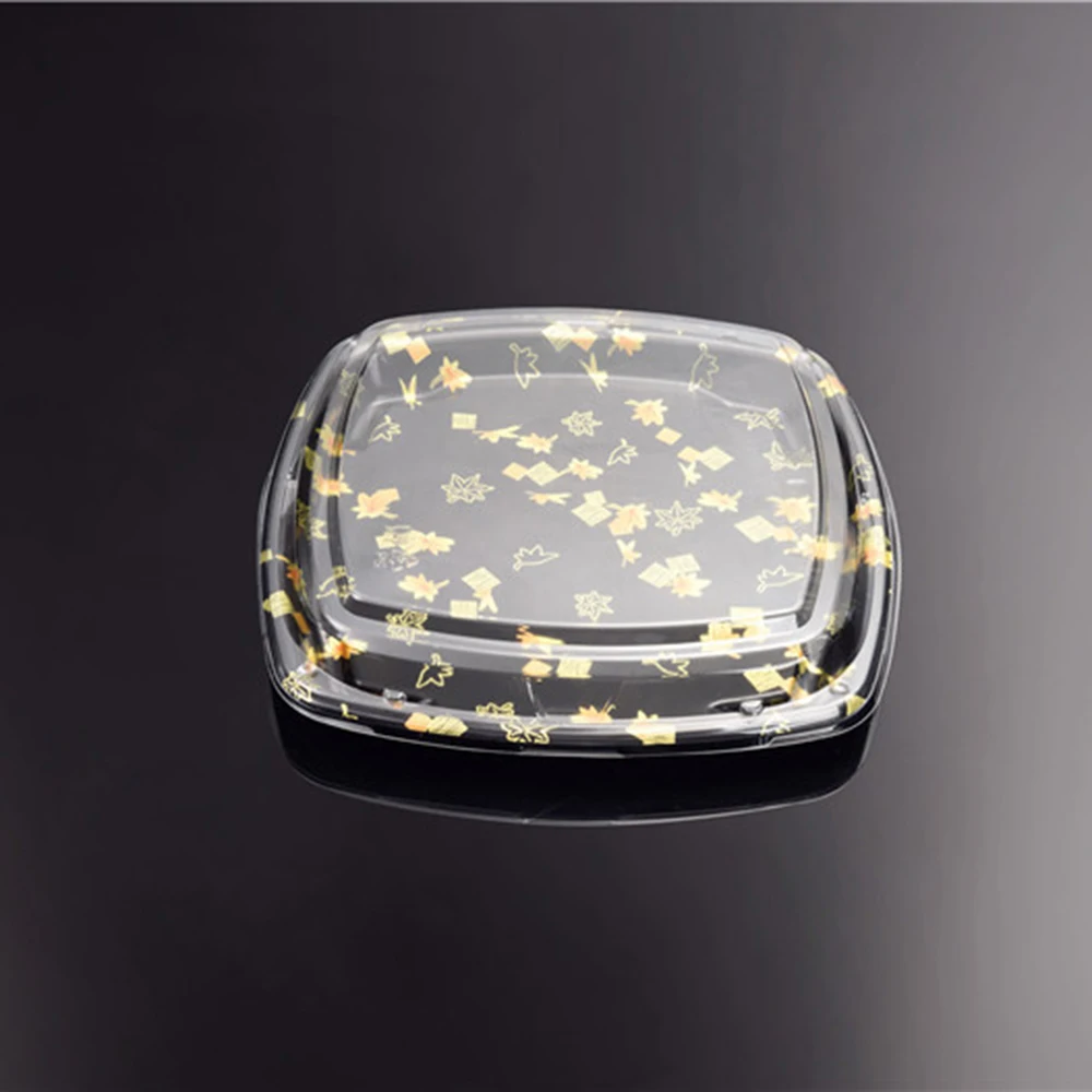 Hot Selling Disposable Plastic Food Container Black Sushi Packaging Trays Take Away Box With Lids