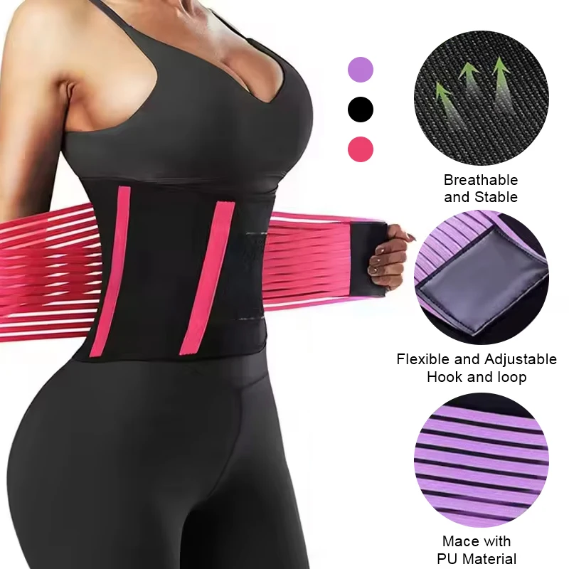 Custom logo workout tummy Band Slimming Waist Support Brace Sweat Waist Trimmer Belt Body Shaper Waist Trainer Support for Women
