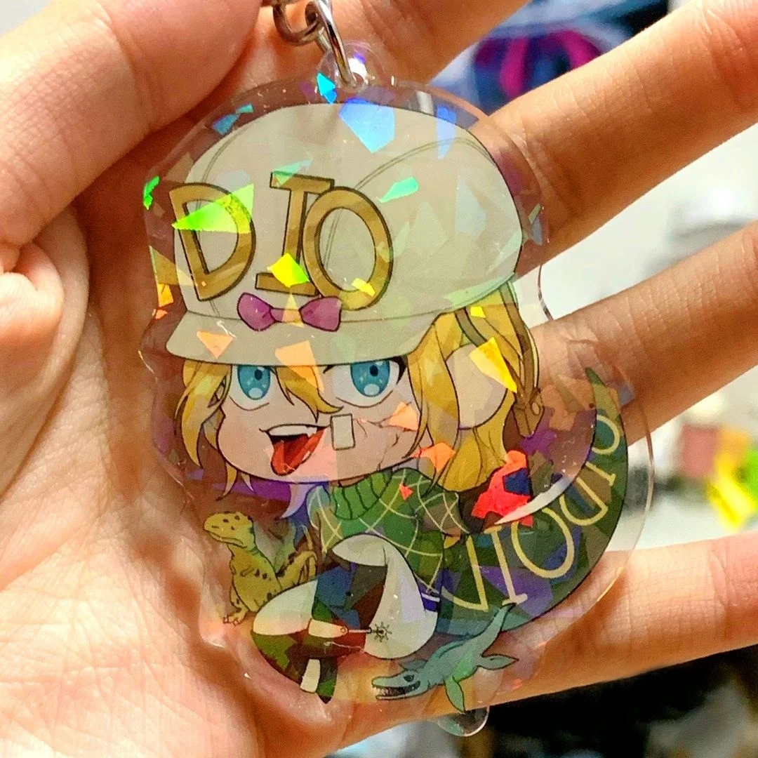 Hot Selling Custom Carton Anime Design Plastic Double Side Print Rainbow Keyrings Wholesale Clear Acrylic Key Chain
