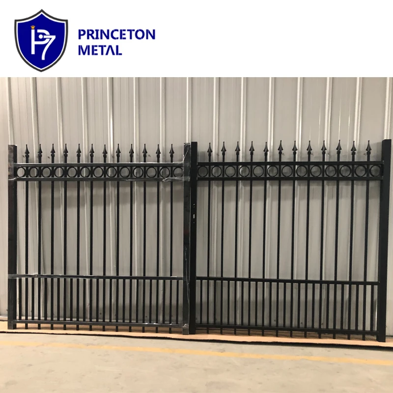 Black tubular Aluminum Spaced Picket Classic Spear Top Flat-top Decorative fence entry Gate for Los Angeles