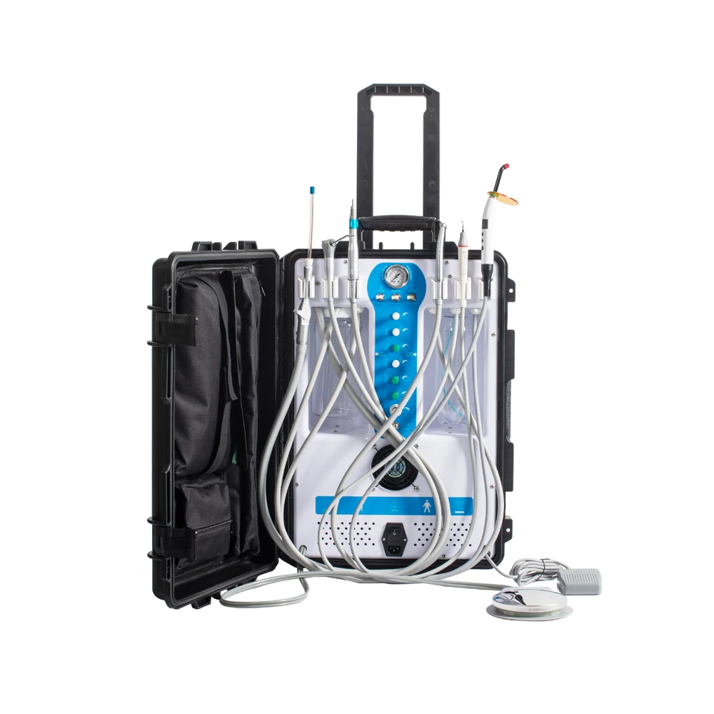Full Set Mobile Dental Chair With Air Compressor Portable Dental Unit All In One