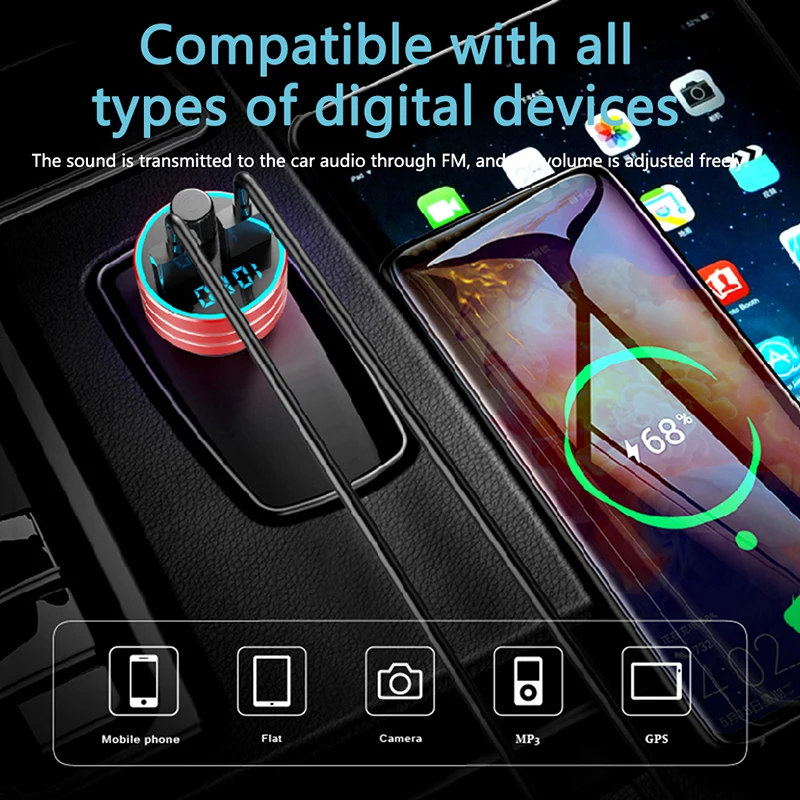 BT 5 0 Универсальный Автомобильный fm-передатчик с двойным USB-выходом стерео автомобильный mp3-плеер bt