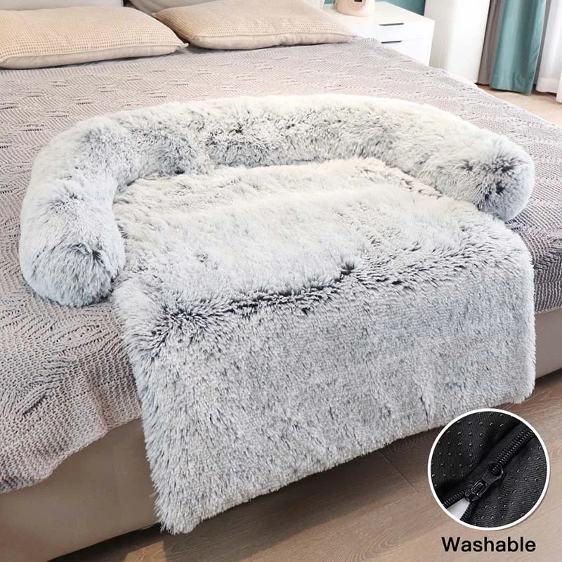 Faux Fur Large plush multifunction Pet Blanket Sofa Bed Luxury Washable Waterproof Removable Cover Dog Pet Sofa Bed with Zippers