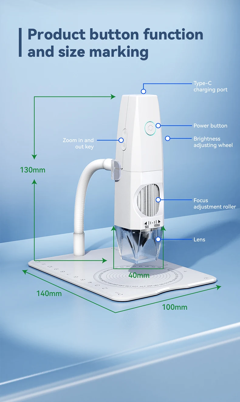 Tesihan WiFi Microscopio 1000X Digital Microscope HD 1080P 8 LED WiFi Microscope Camera PCB Inspection tools for mobile repair