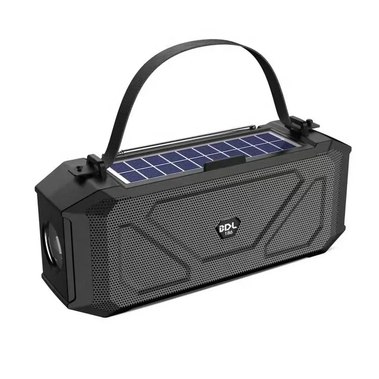 hot sale solar bt speaker emergency Solar Powered Flashlight Wireless Portable Speaker 3 in 1 TF USB FM Radio BT Speaker