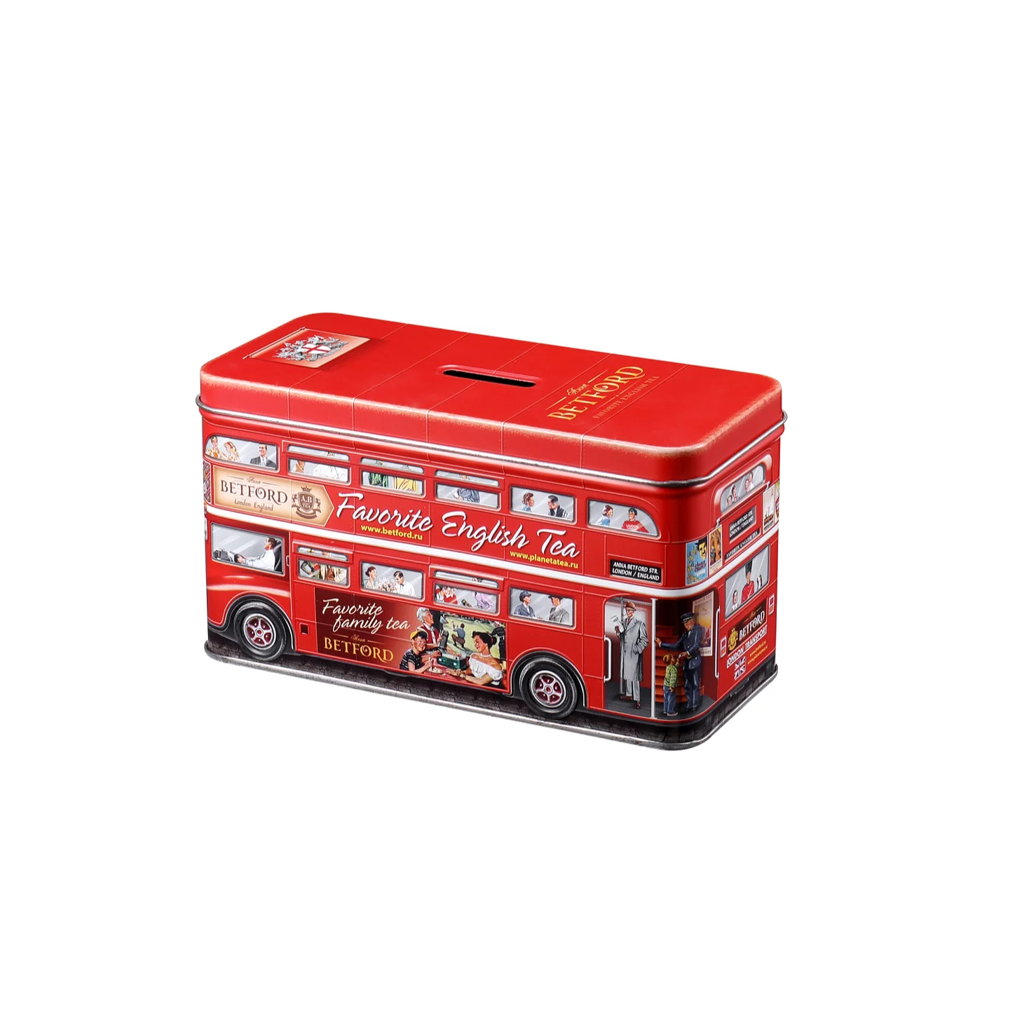 Bus Shaped Metal Tin with Coin slot on top