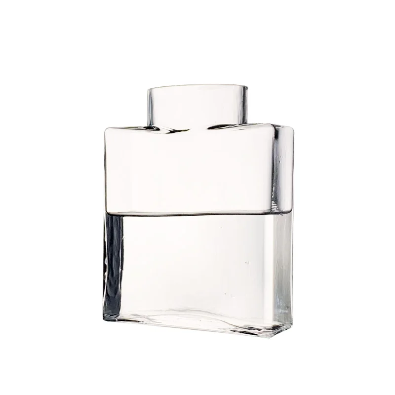wholesale modern perfume bottle rectangle crystal flower vase for home decor
