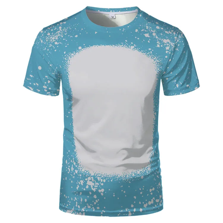 RBX Wholesale Faux Bleached Polyester T Shirts Blanks Bleach T-shirt Sublimation