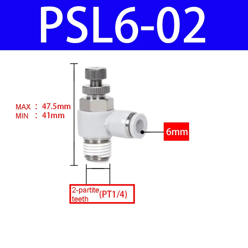 PSLA/B White Pneumatic Quick-Insert Throttle Valve Speed-Insert Connector Thread Speed Regulating Valve