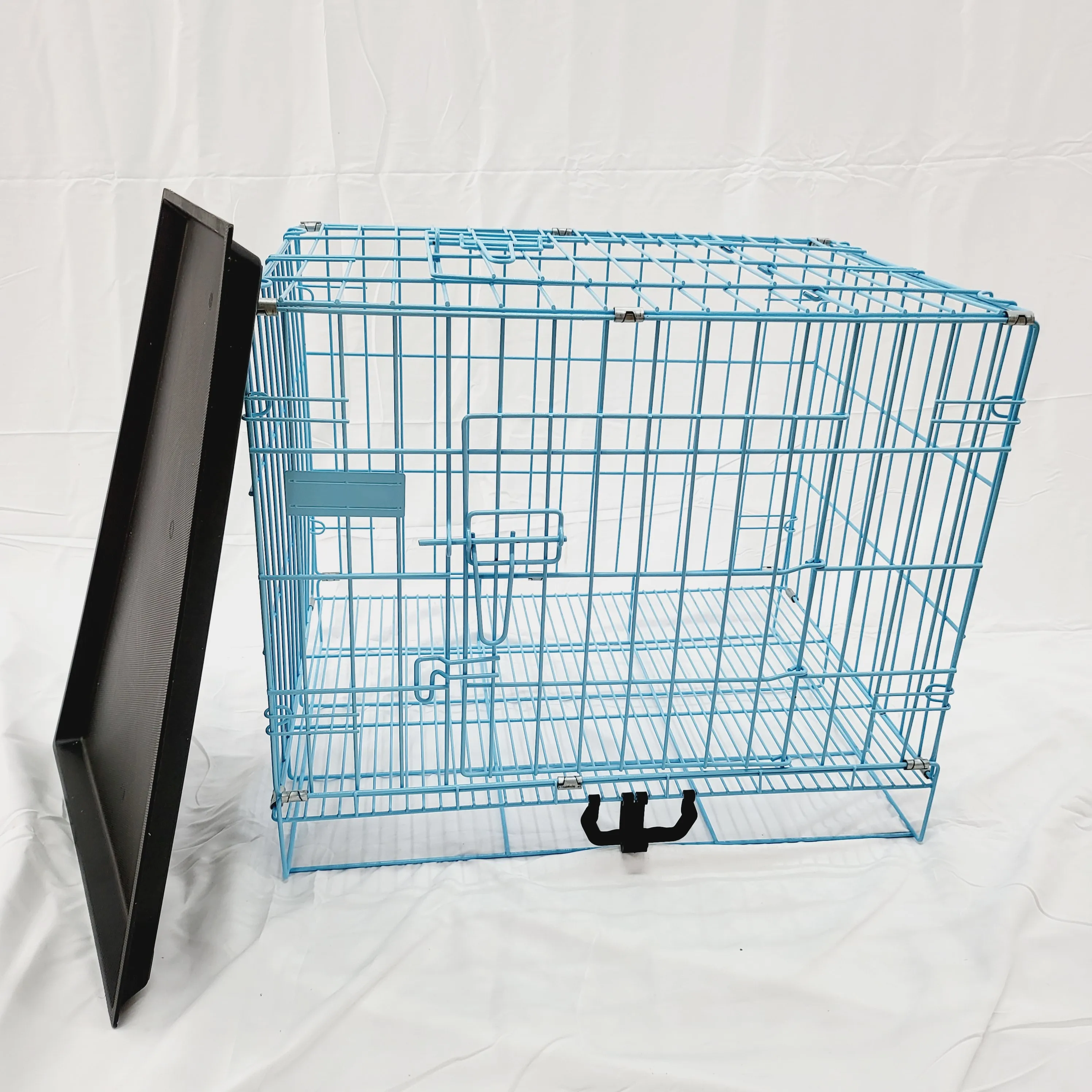 Luxury portable dog cage furniture training outdoor foldable breathable folding breeding animal cat pet indoor crate wirh tray