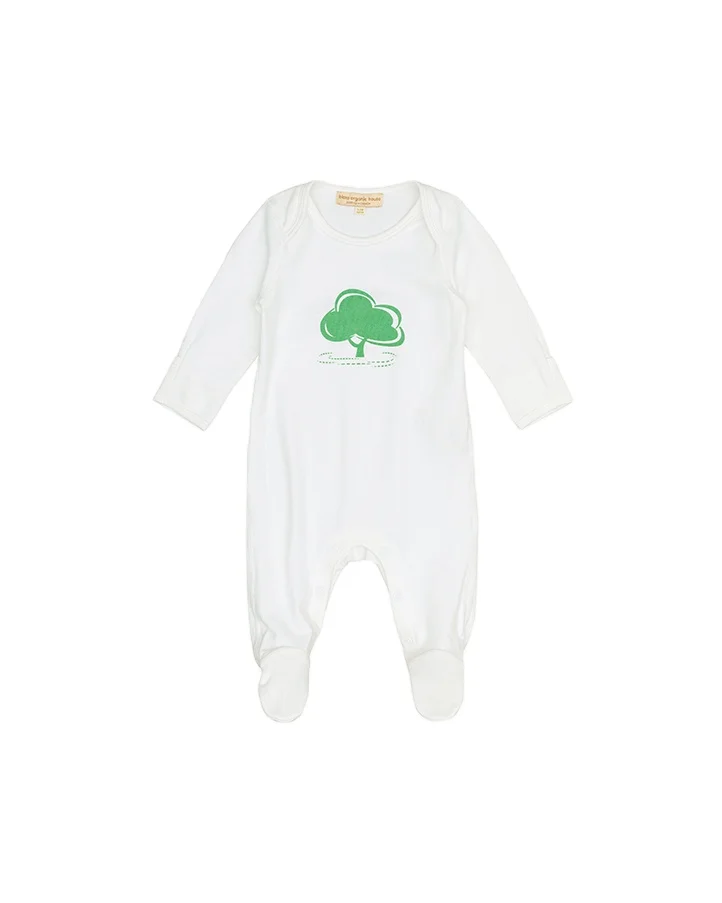 
Customized organic cotton newborn baby clothes for sleep Thermal printing toddler footed clothing with button 